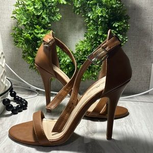 Brown Cognac Stiletto Sandal Heels